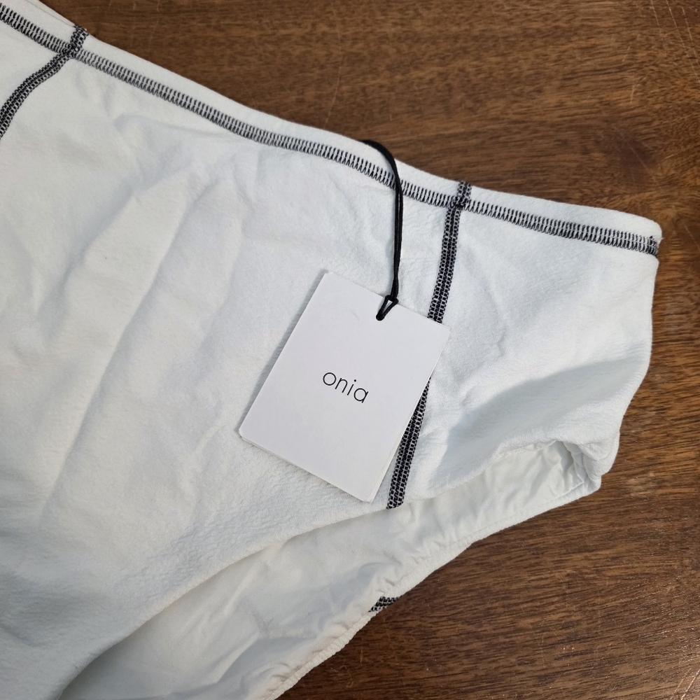 NWT Onia Ella Bikini Bottoms Textured High Rise Crinkle Swimsuit White Large - Picture 2 of 8